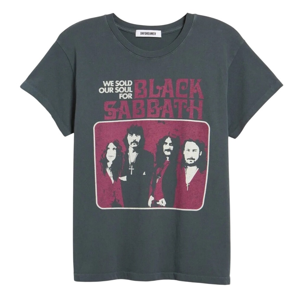 Daydreamer Black Sabbath T-Shirt Women Black Purple 100% Cotton Band Tee Medium